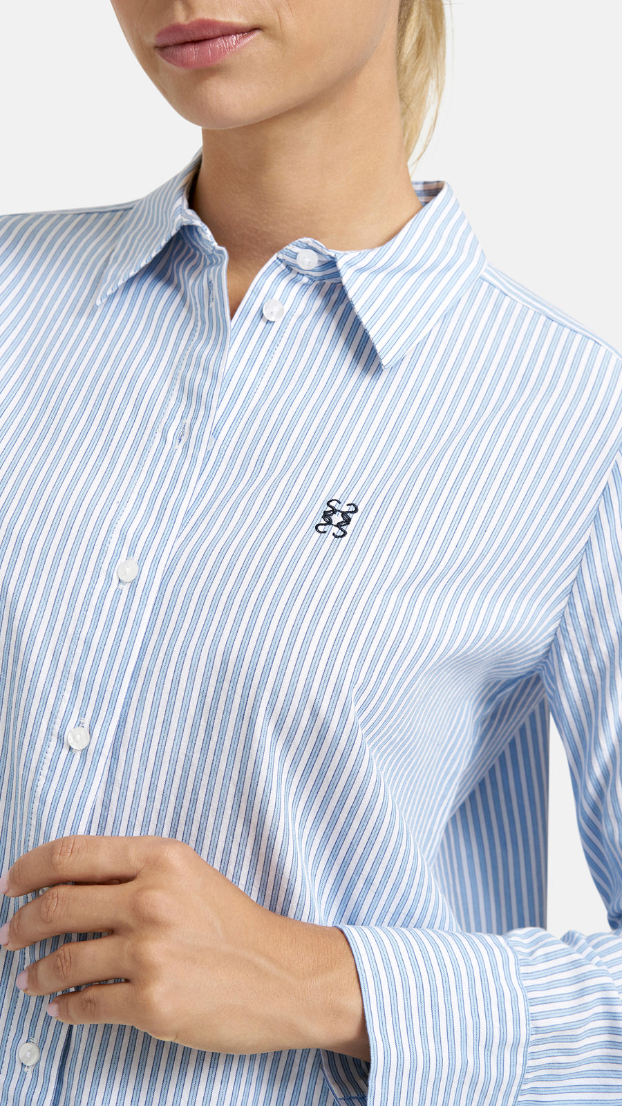 'Soul Studio' button-through pinstripe shirt | Blue/White | by Smith & Soul