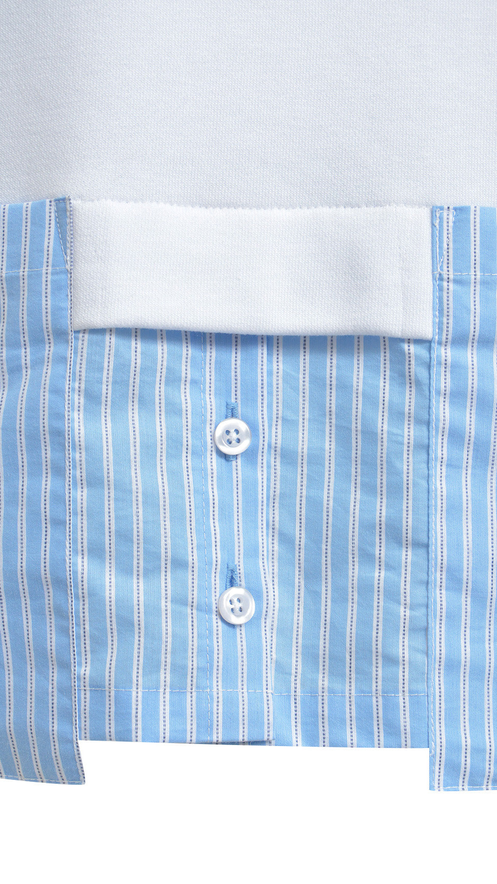 Pinstripe shirt-tails layered sweatshirt | White | by Smith & Soul