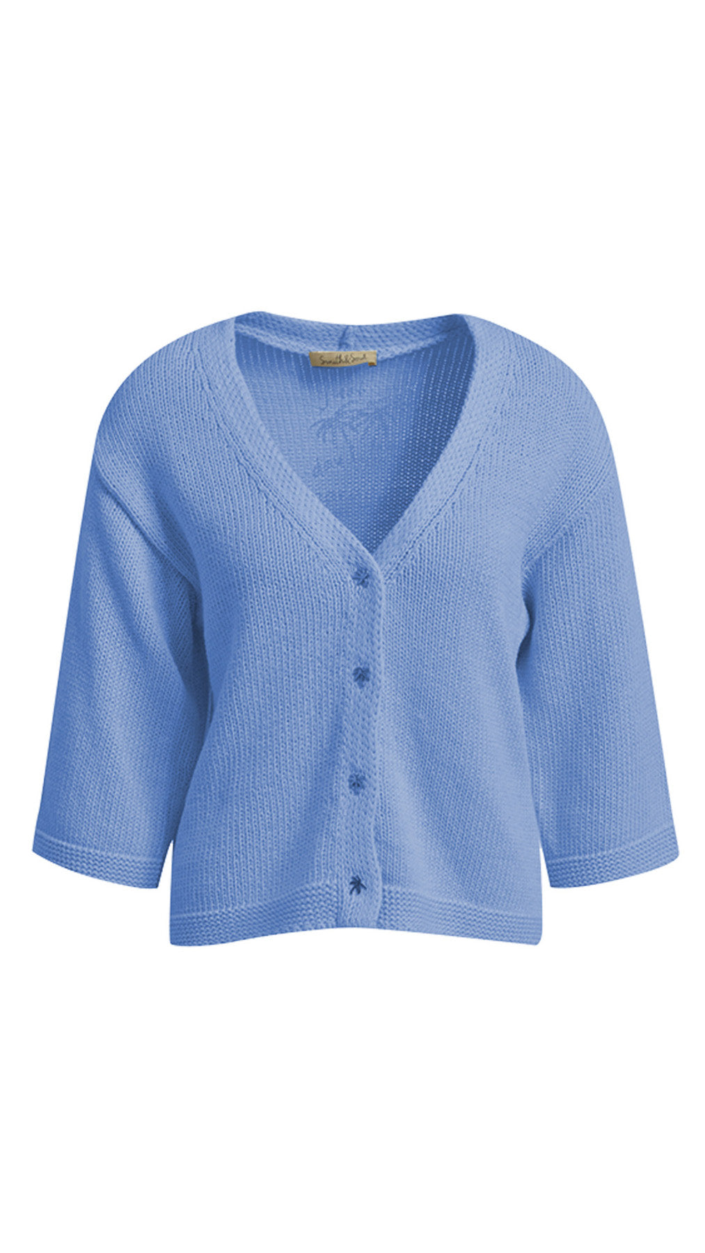 Flared sleeve v-neck knit cardigan | True Blue | by Smith & Soul