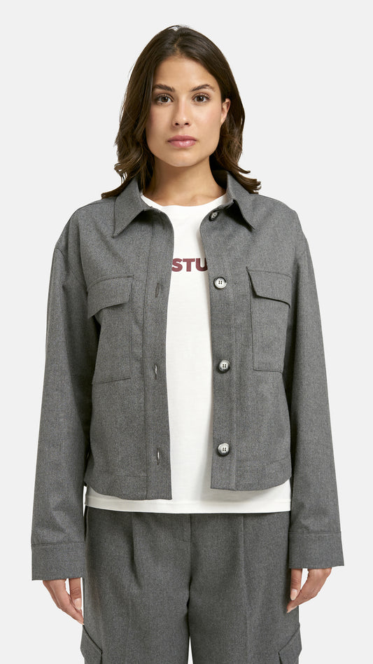 Flannell cargo jacket | Grey melange | by Smith & Soul