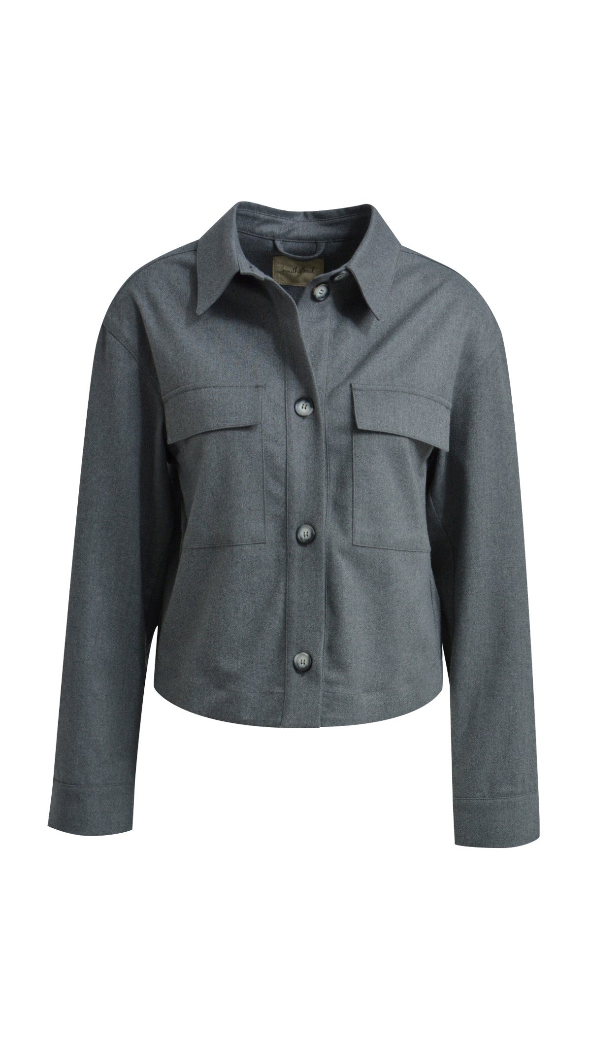 Flannell cargo jacket | Grey melange | by Smith & Soul