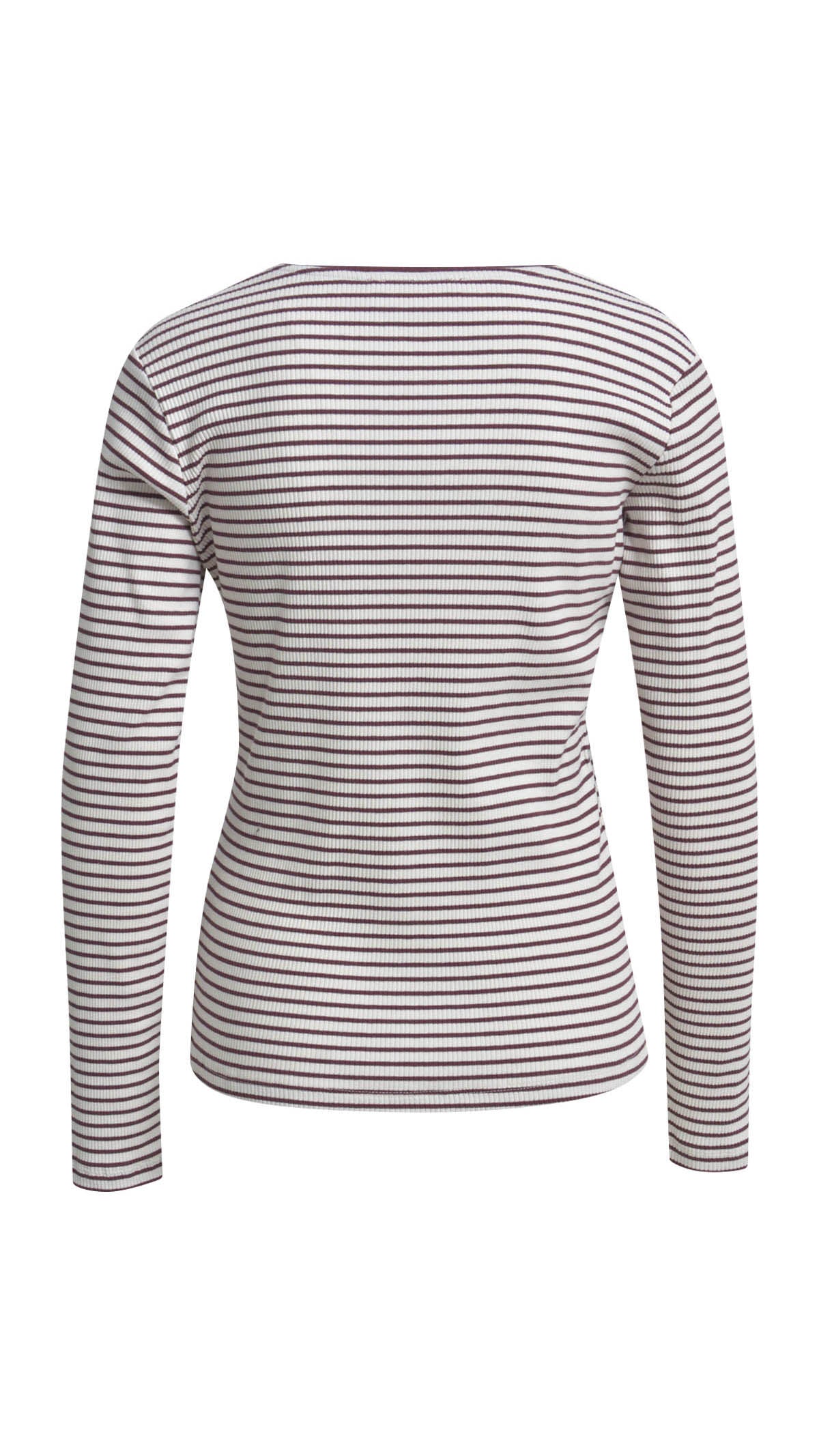 Rib longsleeve striped top | Bordeaux | by Smith & Soul