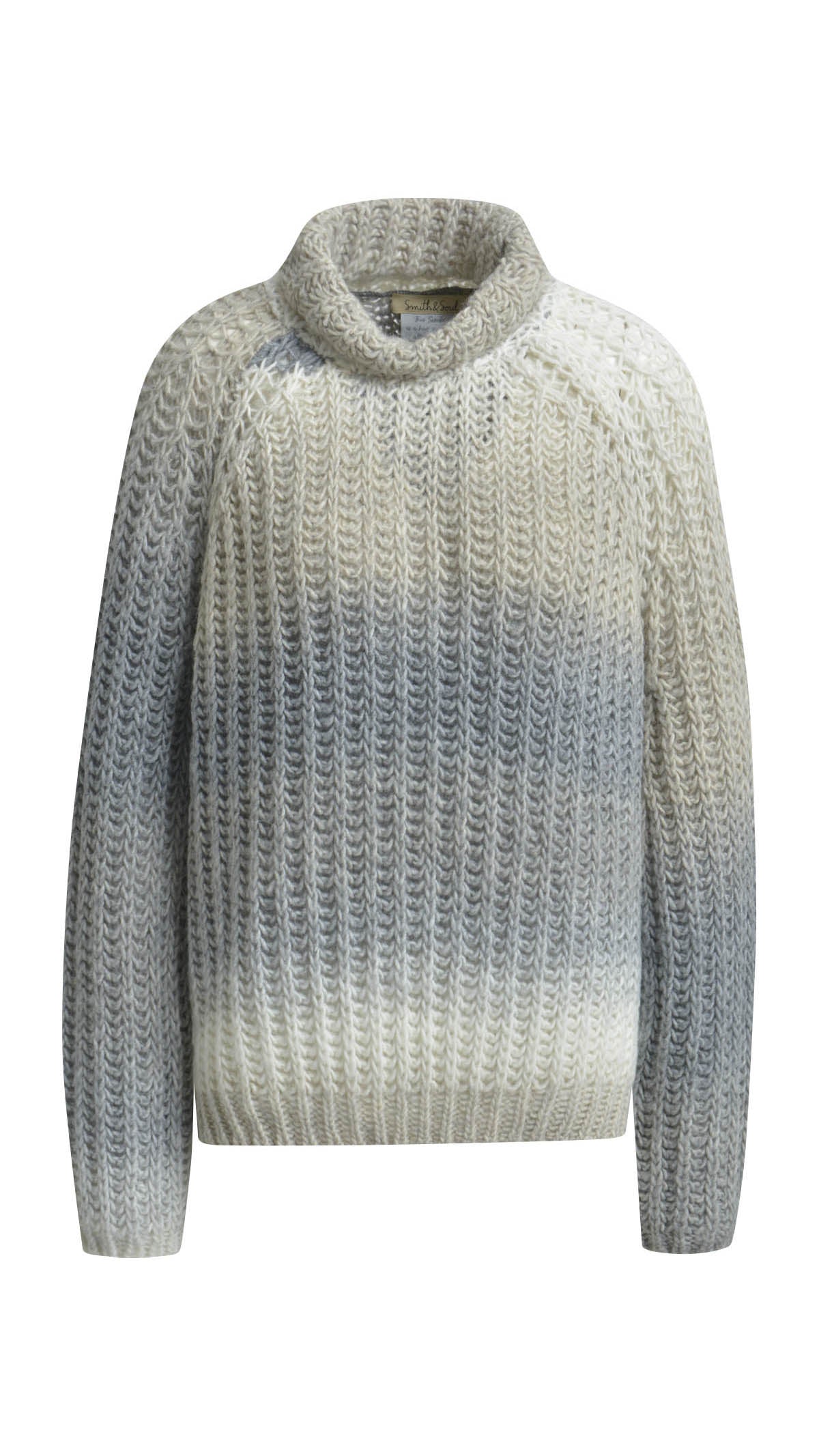 Gradient high-collar raglan pullover | Dark grey print | by Smith & Soul