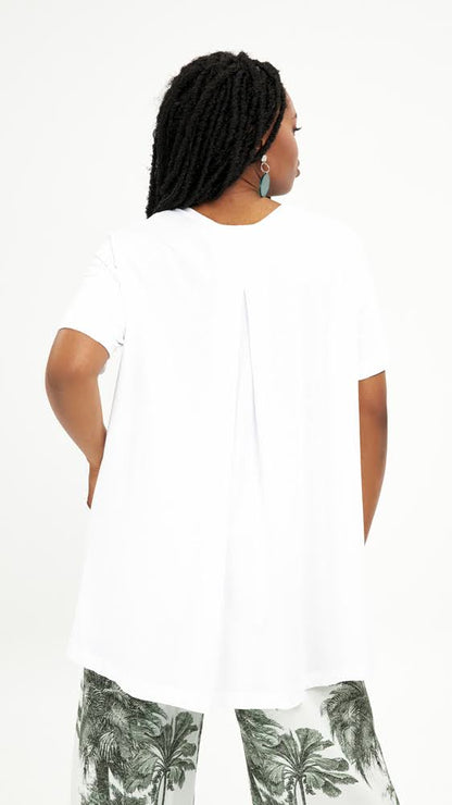 Pleated front & back v-neck top by Mat (2 Colours)