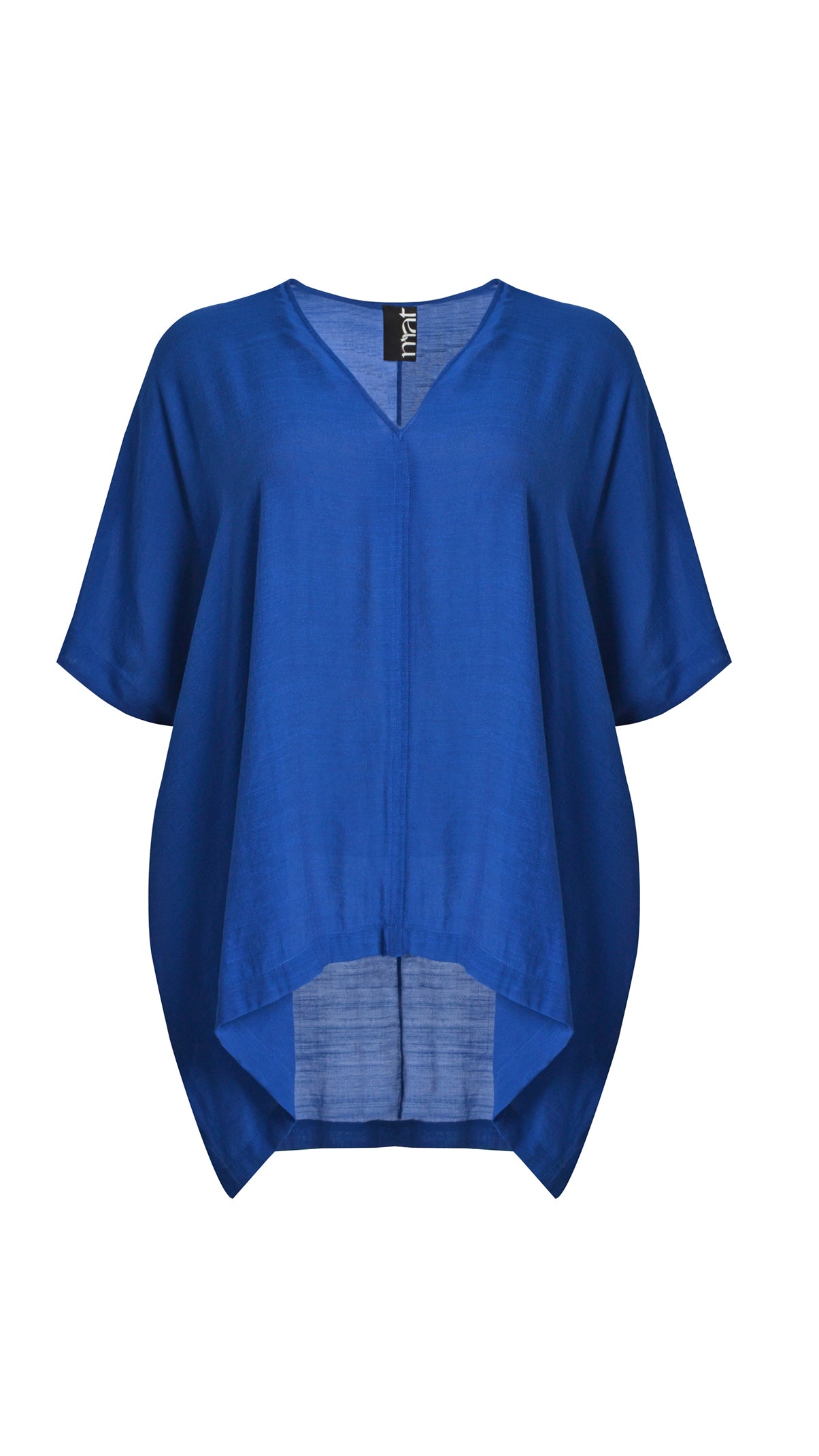 Oversized v-neck dipped sides top | Royal Blue | by Mat