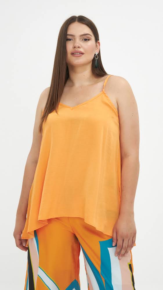 Dipped side satin strappy top by Mat (4 Colours)