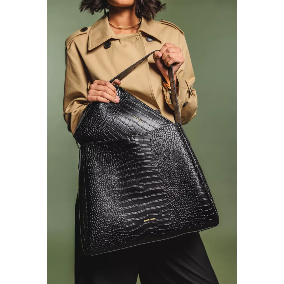 Croc textured tote bag | Black | by Every Other