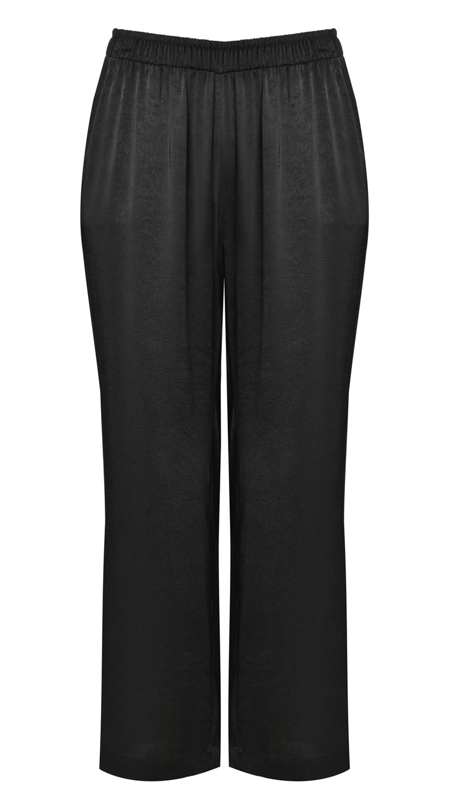 Textured satin pull-on wide leg trousers by Mat | Black