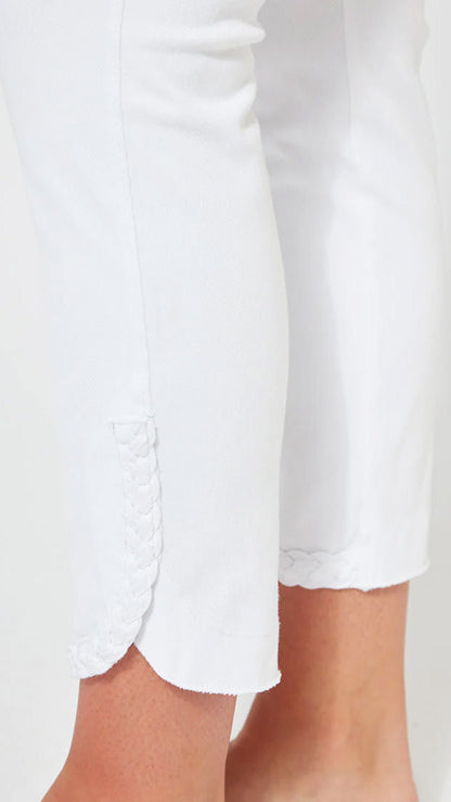 Braided crop denim Lysse leggings (White)
