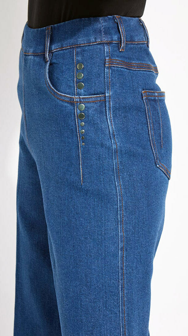 Studded wide leg eco-denim pants | Dark midwash | by Lysse NY | new! AW25/6