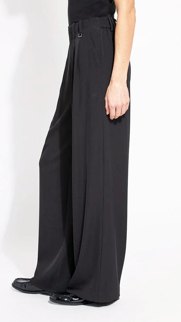 Pleated wide leg woven trouser | Black | by Lysse NY | new! AW25