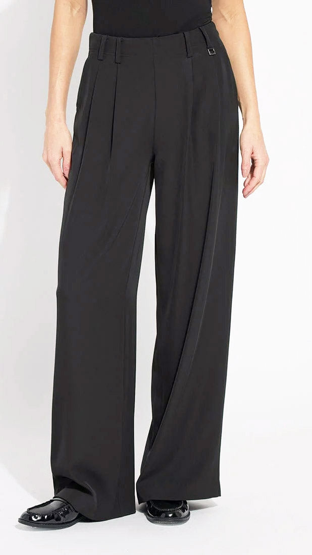 Pleated wide leg woven trouser | Black | by Lysse NY | new! AW25