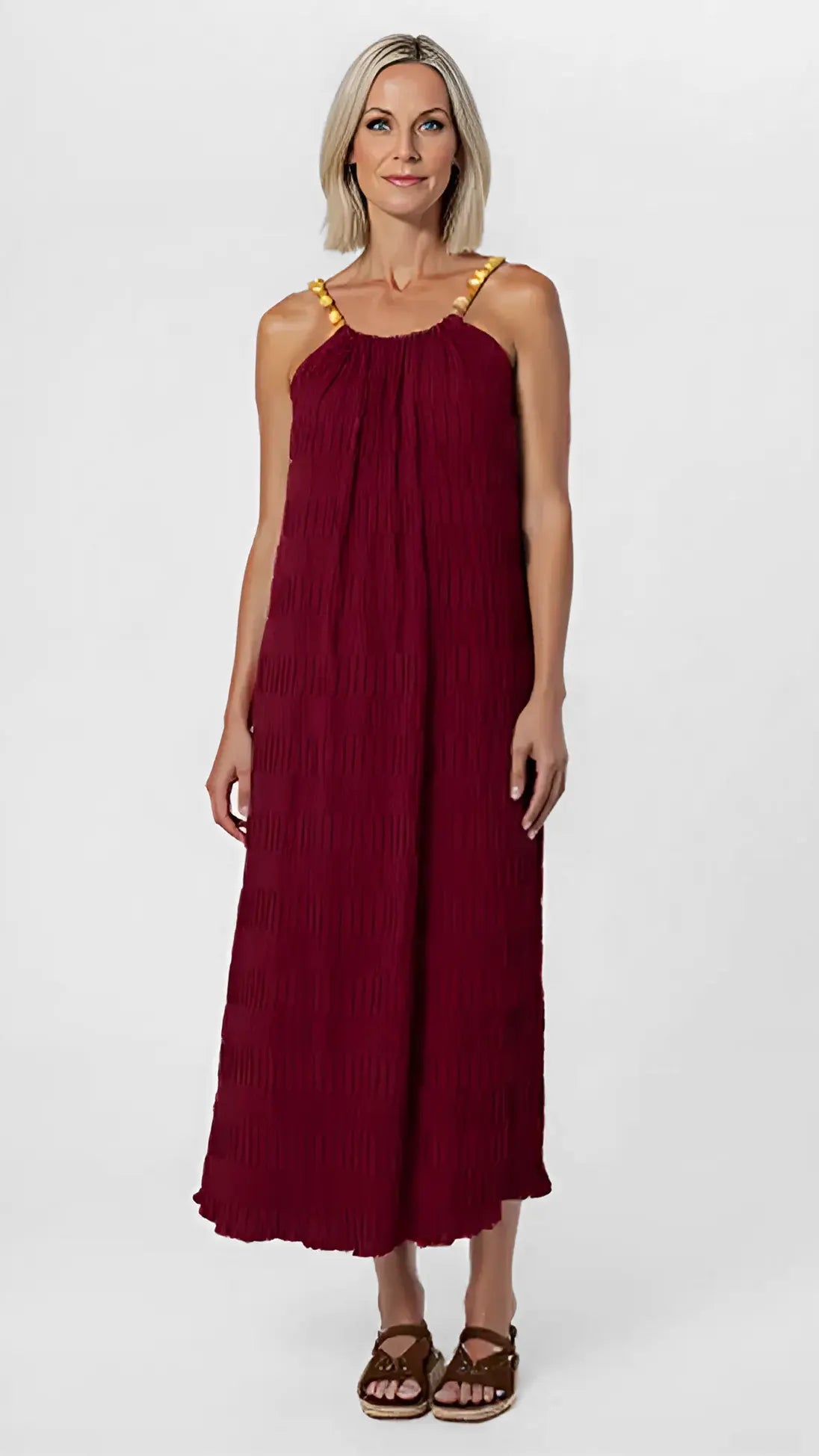 Beaded tie crinkle midaxi dress | 6 Colours | last 1s