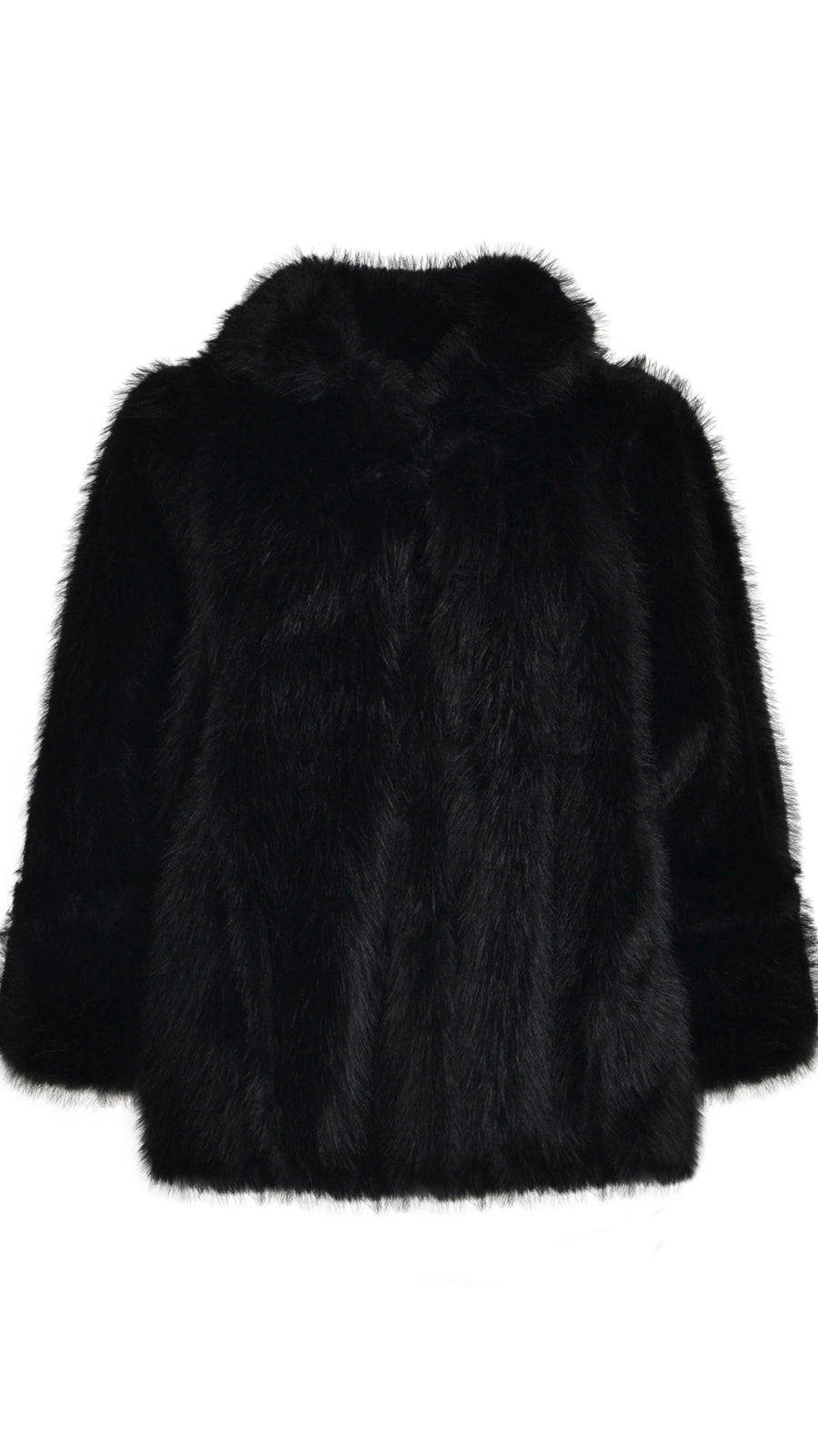 Shaggy faux fur & suedette reversible jacket by Mat | Black