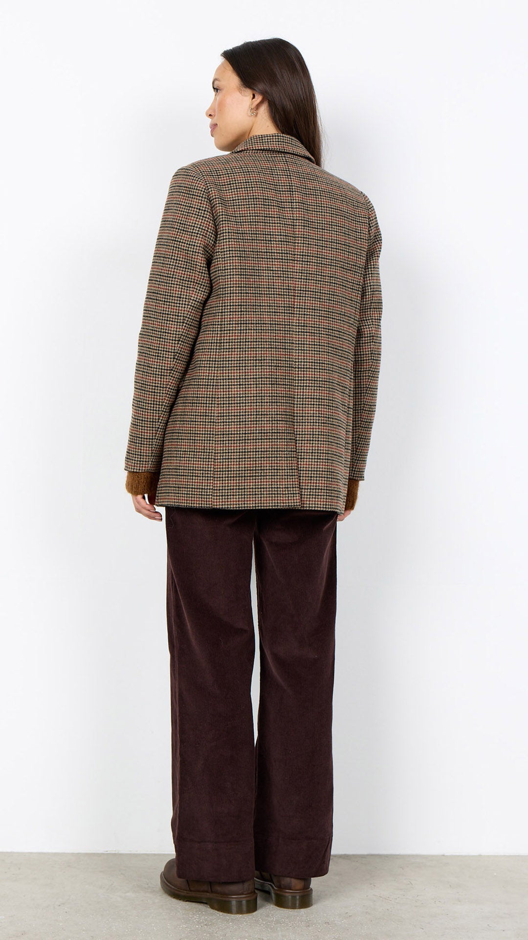 Houndstooth single breasted blazer | Madder Brown | by Soya Concept