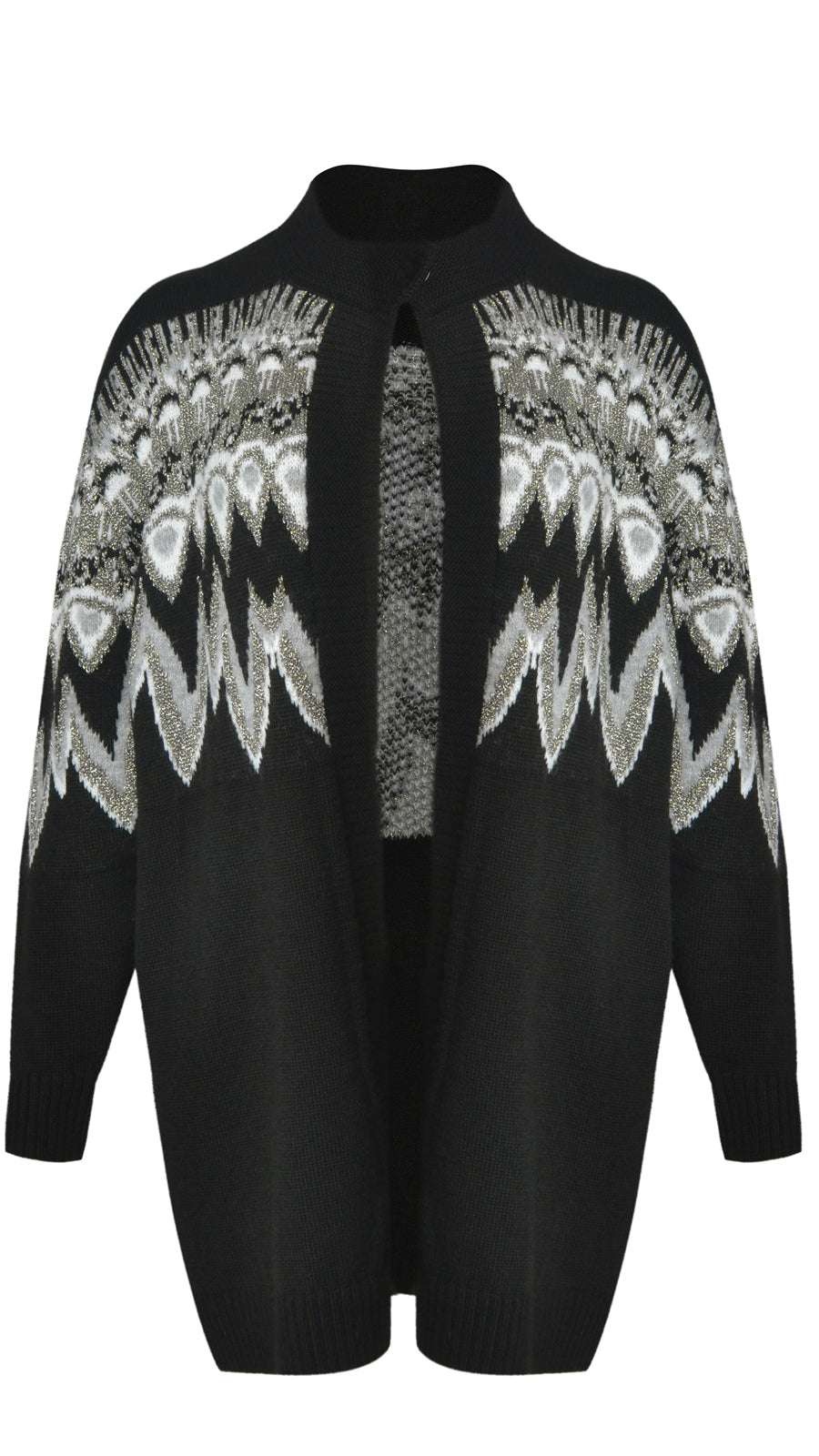 Lurex knitted print midi cardigan by Mat | Black