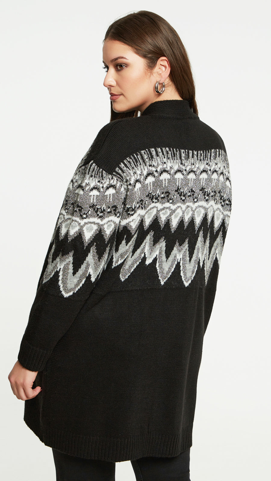 Lurex knitted print midi cardigan by Mat | Black