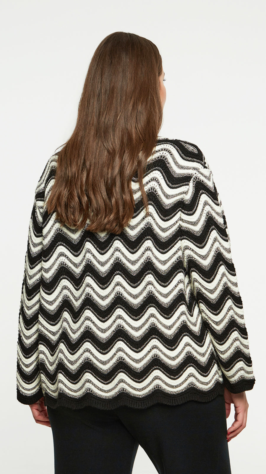 Wave monochrome & lurex knitted cardigan by Mat