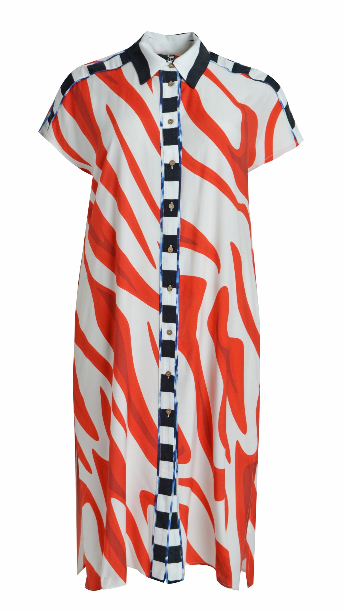 Print button-through shirtdress | Red | by Mat
