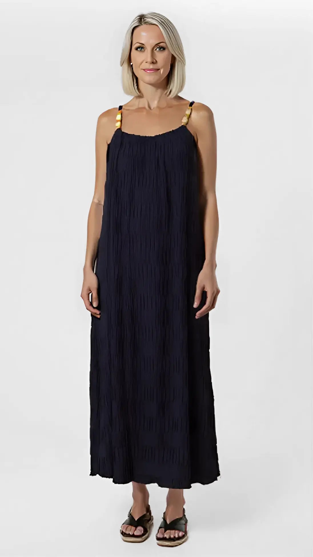 Beaded tie crinkle midaxi dress | 6 Colours | last 1s