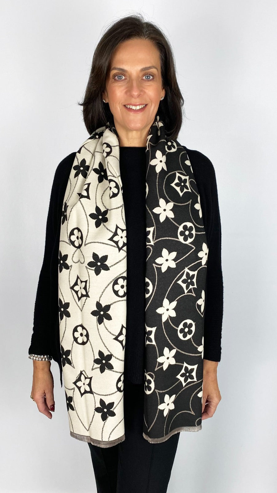 Reversible 2-tone designer-inspired print scarf | 11 Colours | by Malissa J