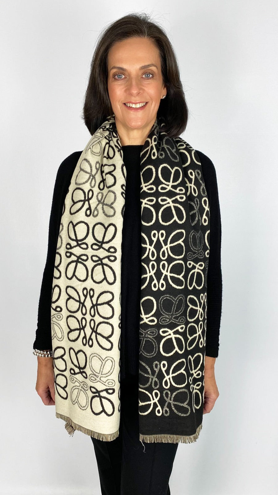 Reversible 2-tone designer-inspired print scarf | 11 Colours | by Malissa J