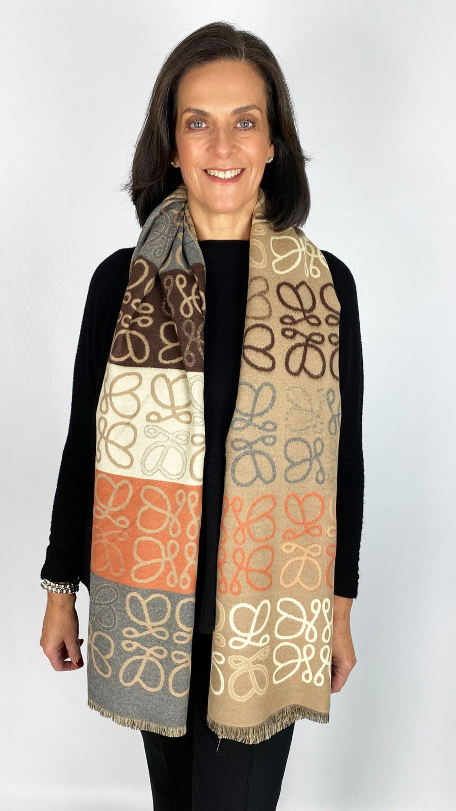 Reversible 2-tone designer-inspired print scarf | 11 Colours | by Malissa J
