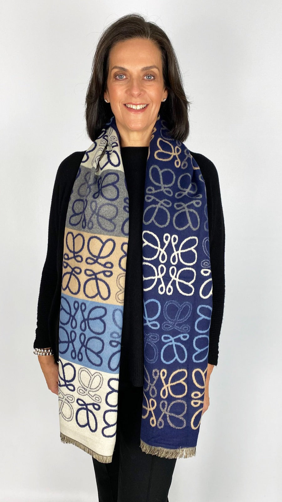 Reversible 2-tone designer-inspired print scarf | 11 Colours | by Malissa J