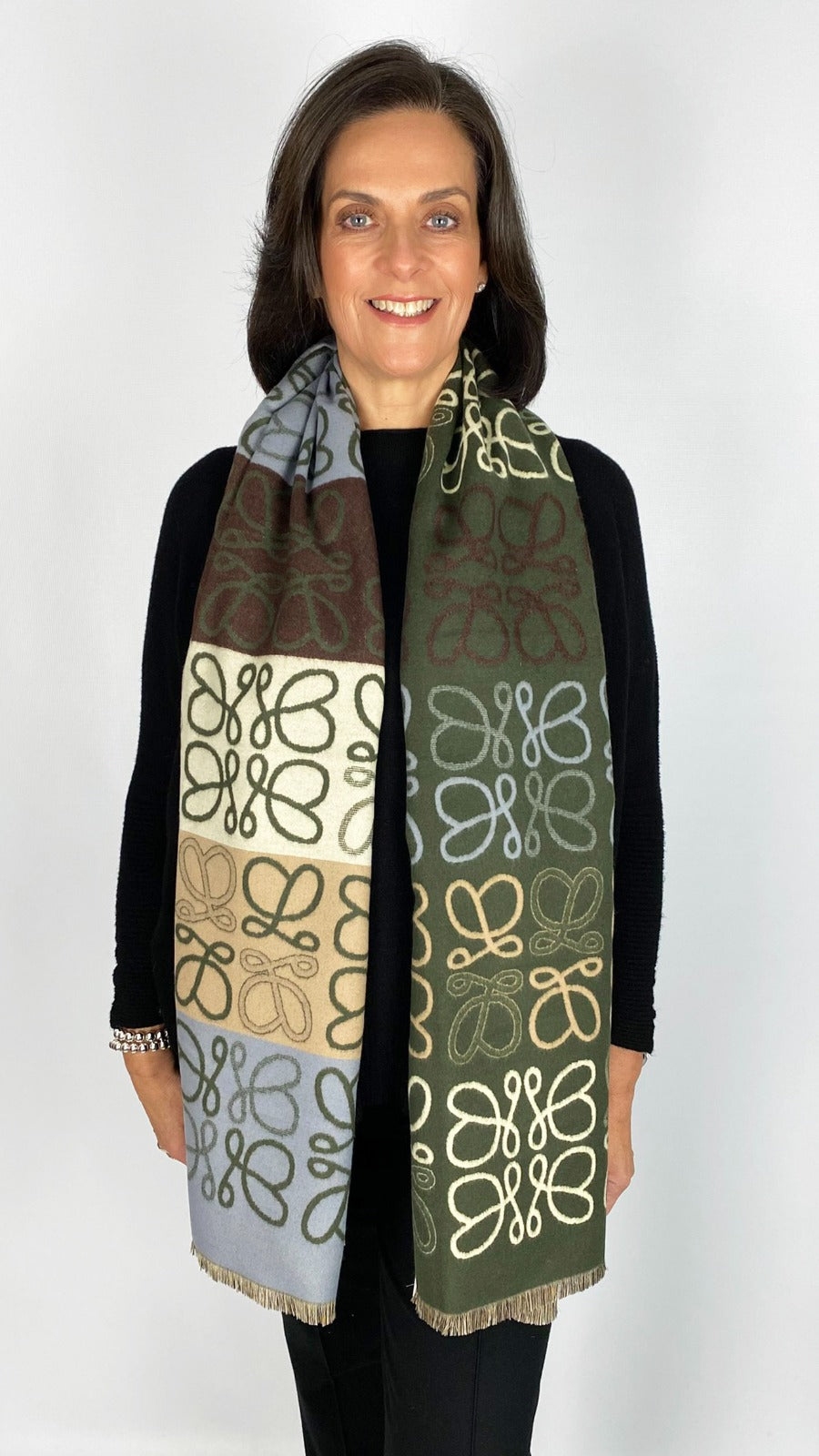 Reversible 2-tone designer-inspired print scarf | 11 Colours | by Malissa J