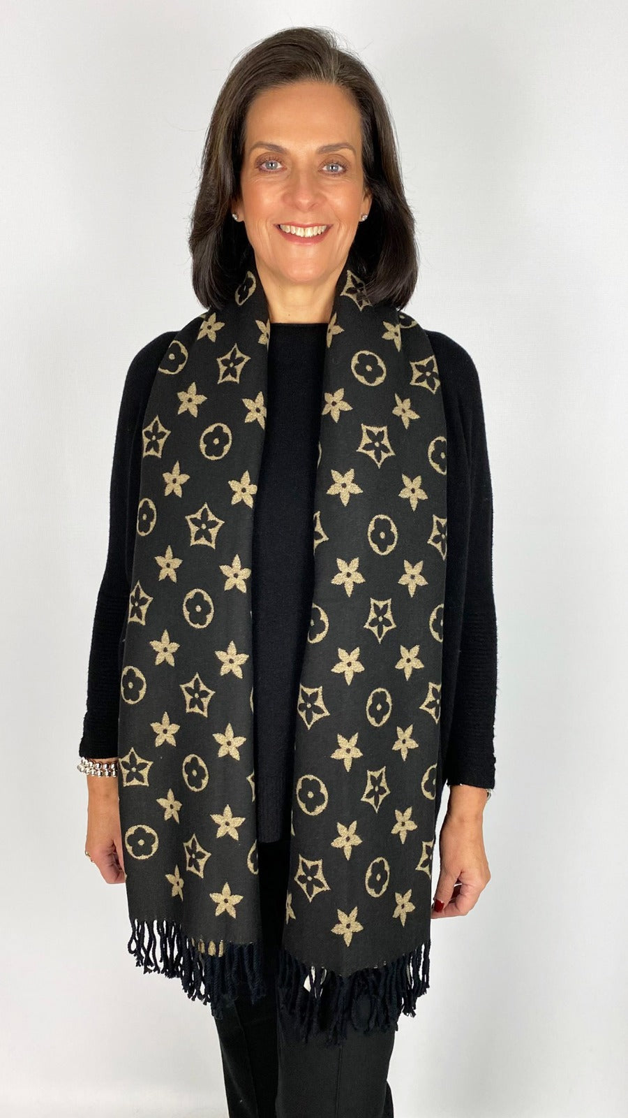 Reversible print shimmer tassel scarf | 2 Colours | by Malissa J
