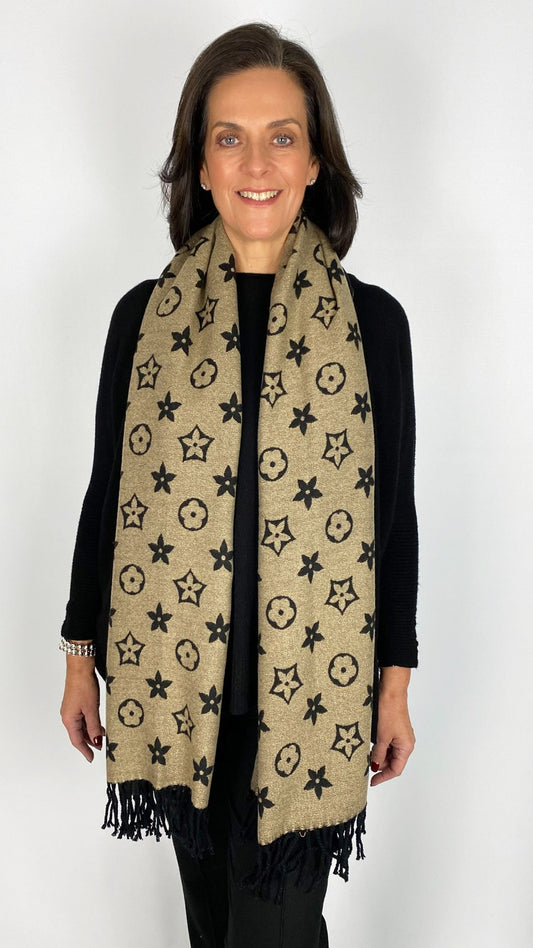 Reversible print shimmer tassel scarf | 2 Colours | by Malissa J