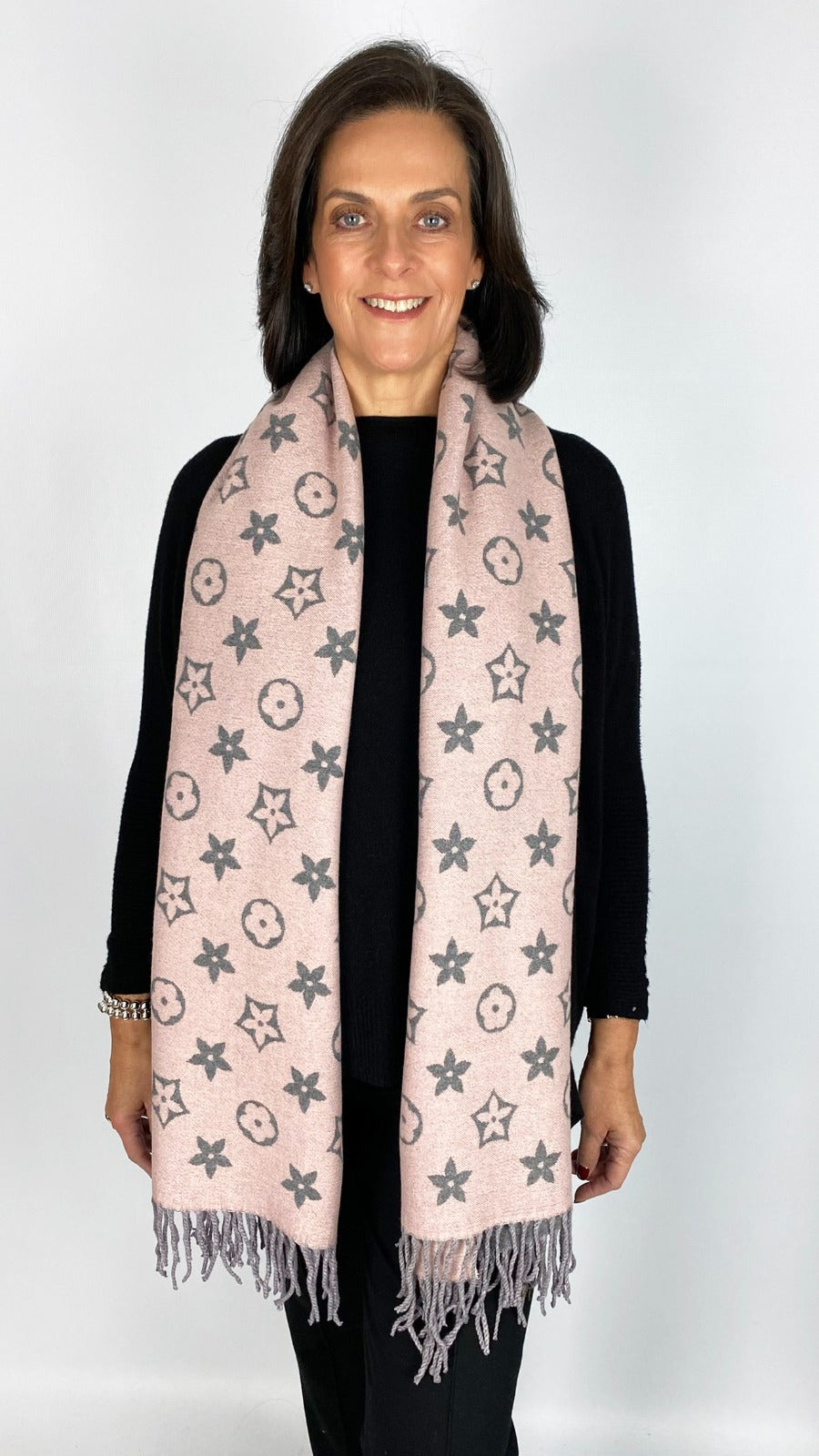 Reversible print shimmer tassel scarf | 2 Colours | by Malissa J