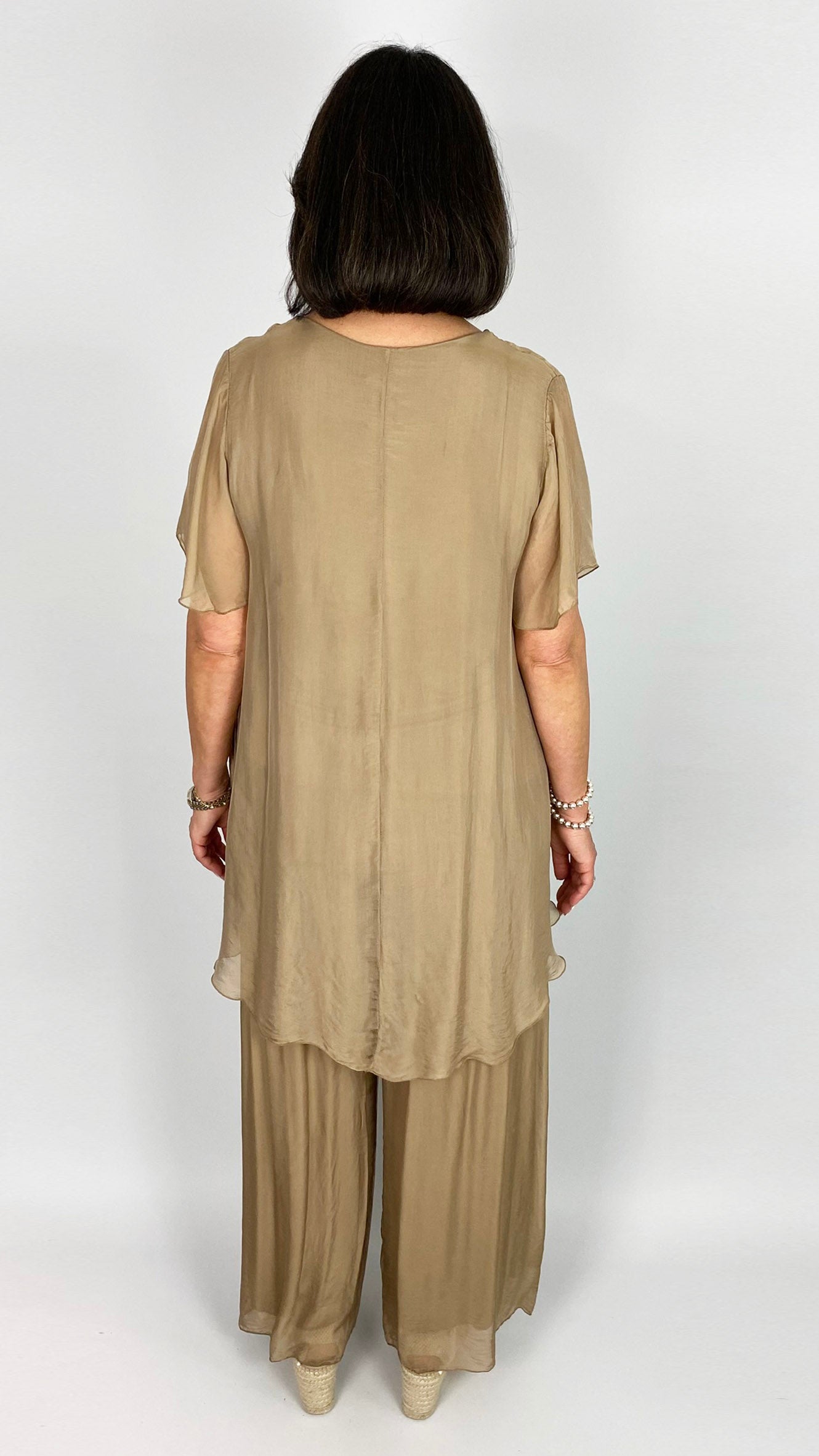 Silk v-neck crossover top | Caramel