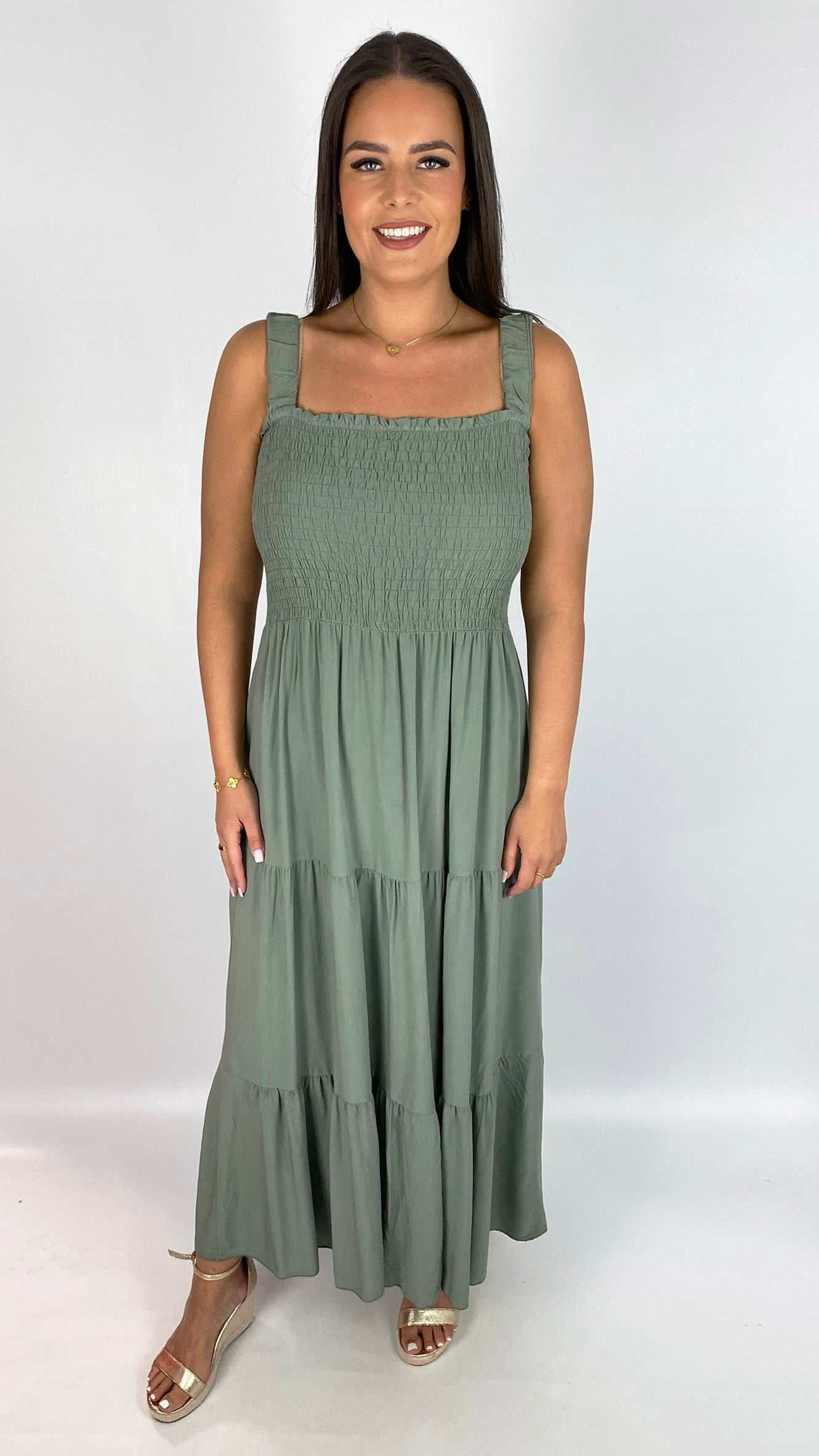 Shirred bust tiered maxi dress | 3 new! Colours