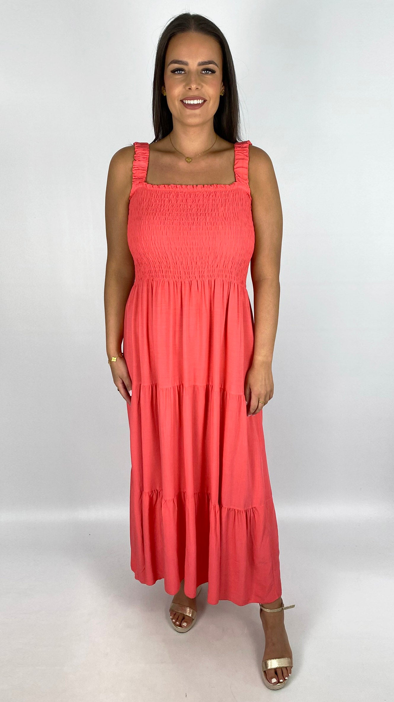 Shirred bust tiered maxi dress | 6 Colours