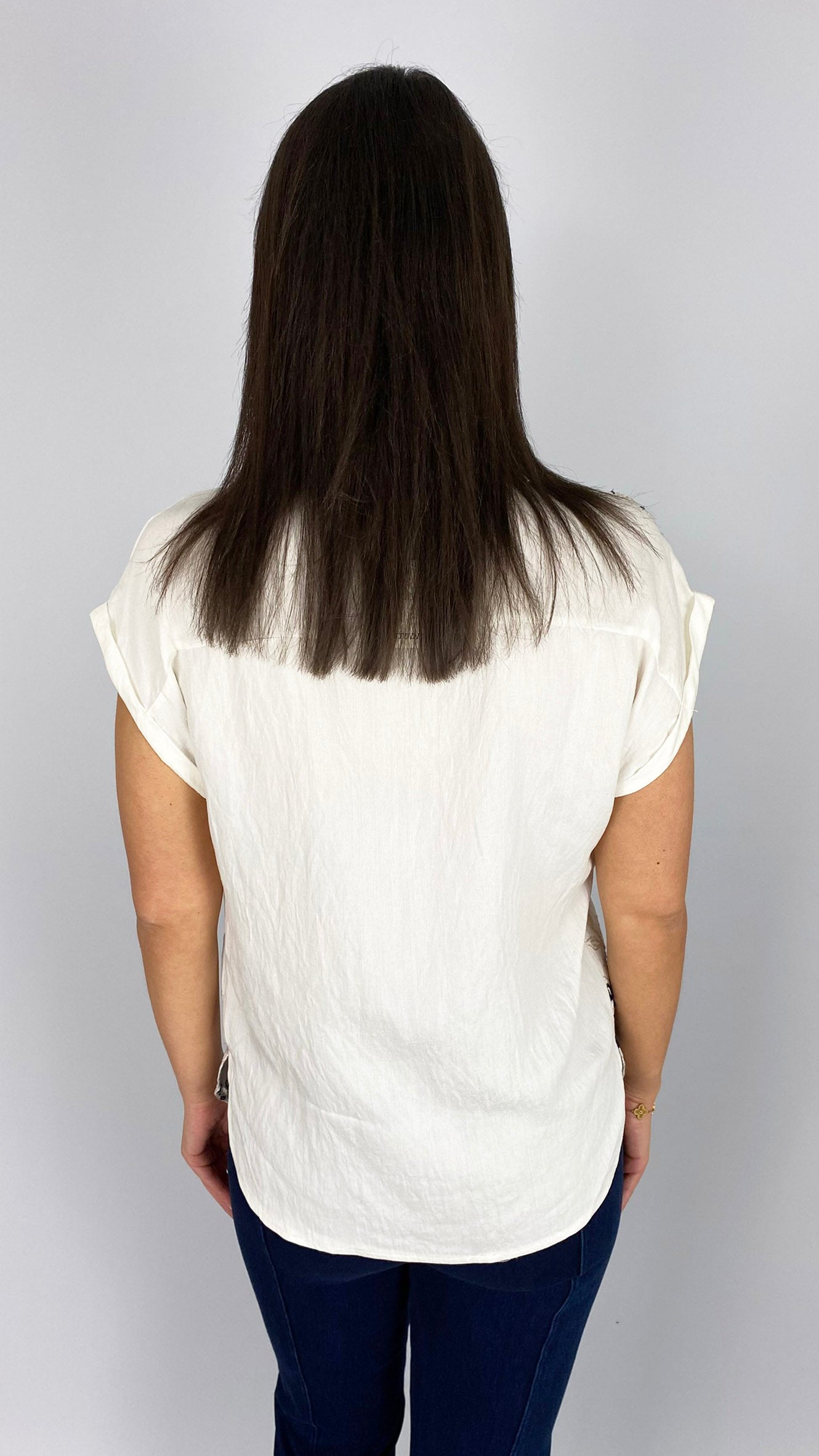 Floral embroidered v-neck blouse | Off-white