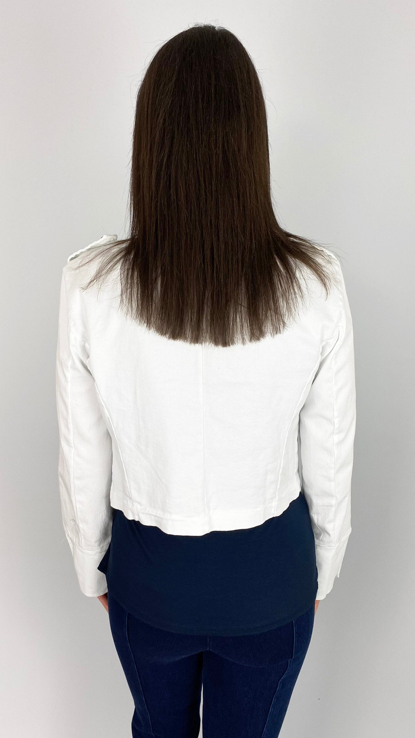 Cotton military style stretch jacket | White