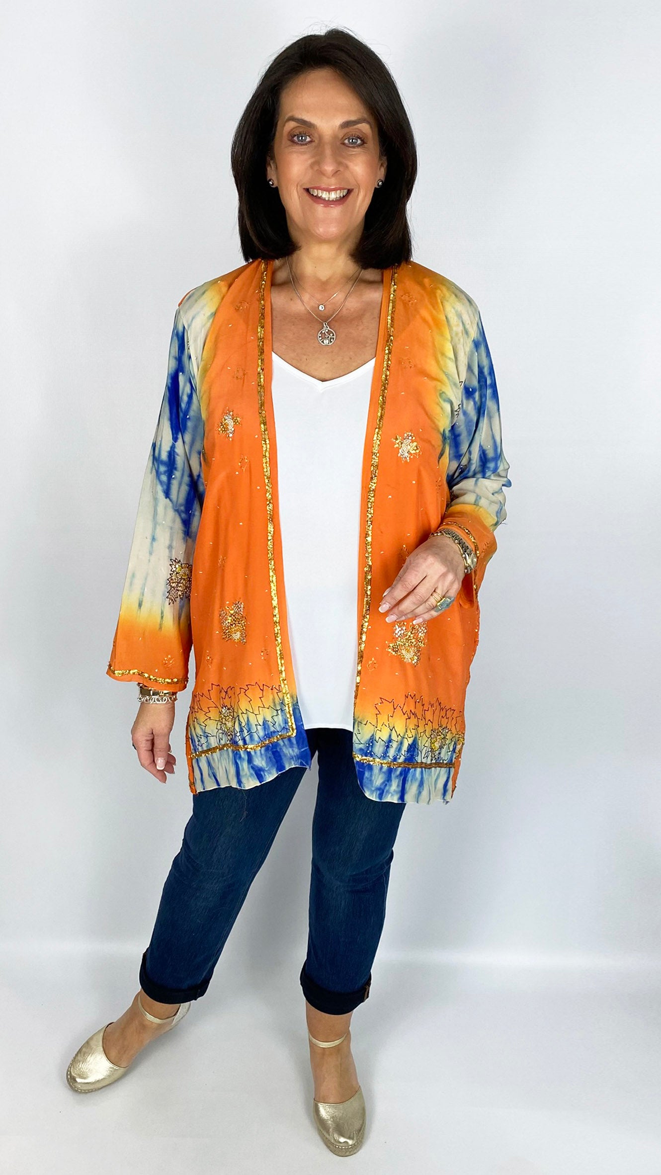 Unique silk print & embellished saree jacket | 2 Colours | last 1