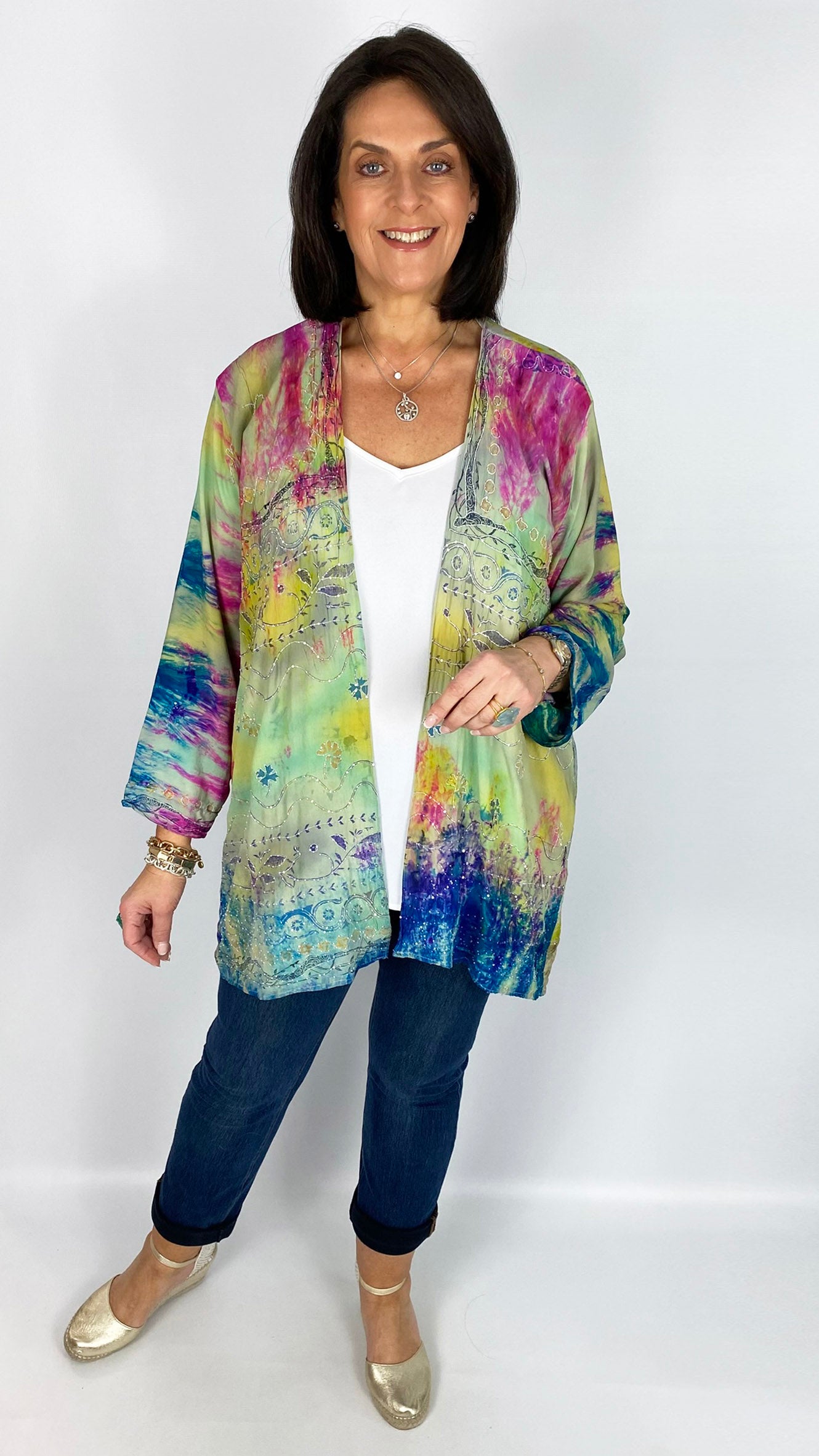 Unique silk print & embellished saree jacket | 2 Colours | last 1