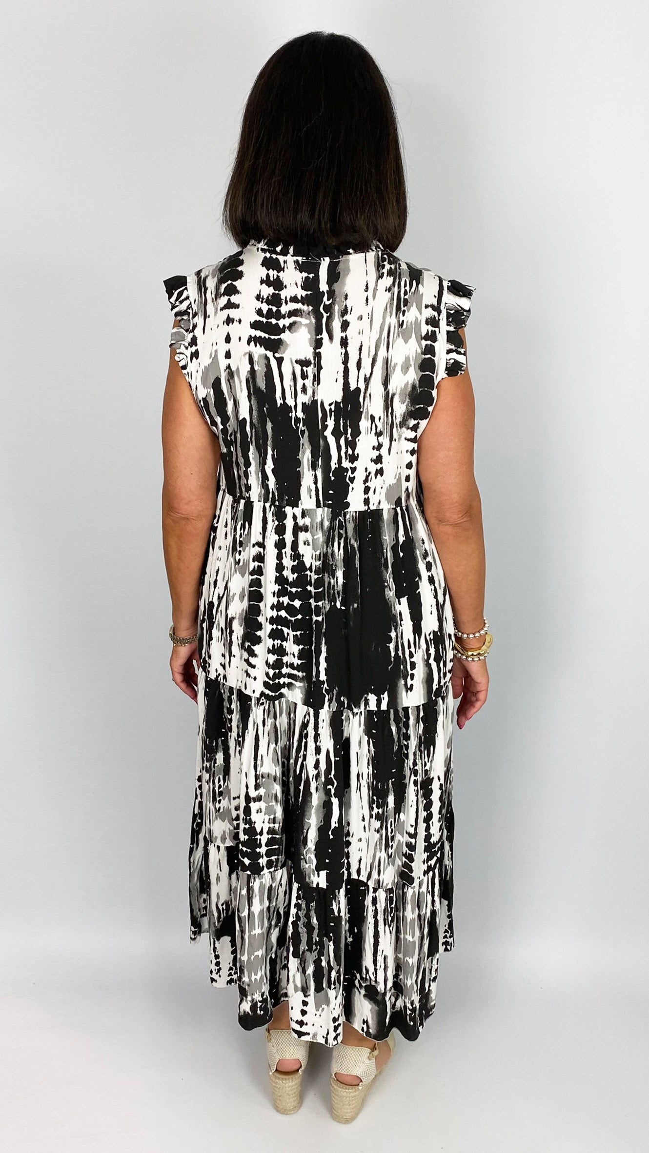 Brushstroke print tiered maxi dress | 6 Colours | last 1s