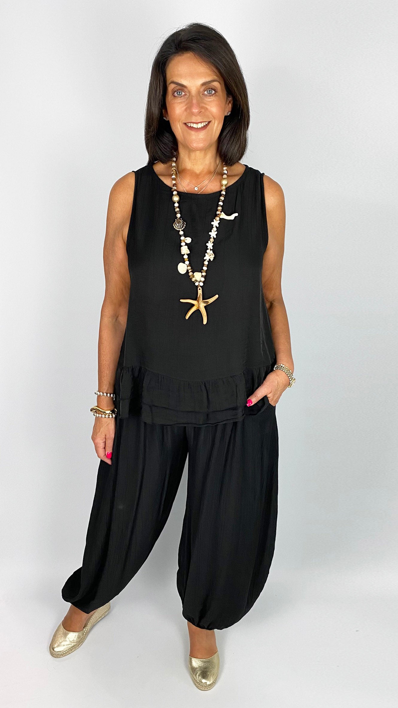 Frill hem top & harem pant set | 4 Colours