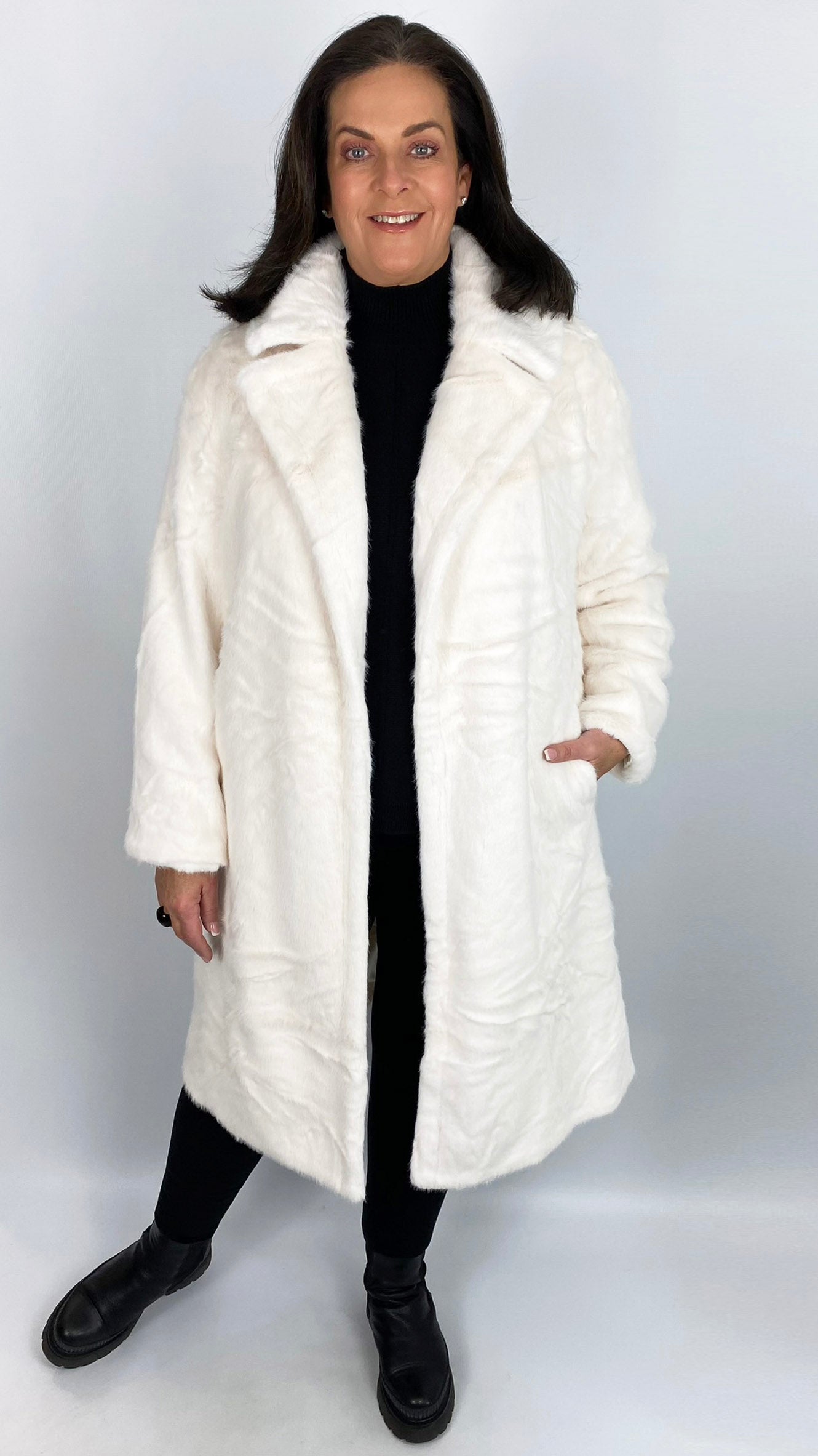 Faux Fur Midi Coat (2 Colours)