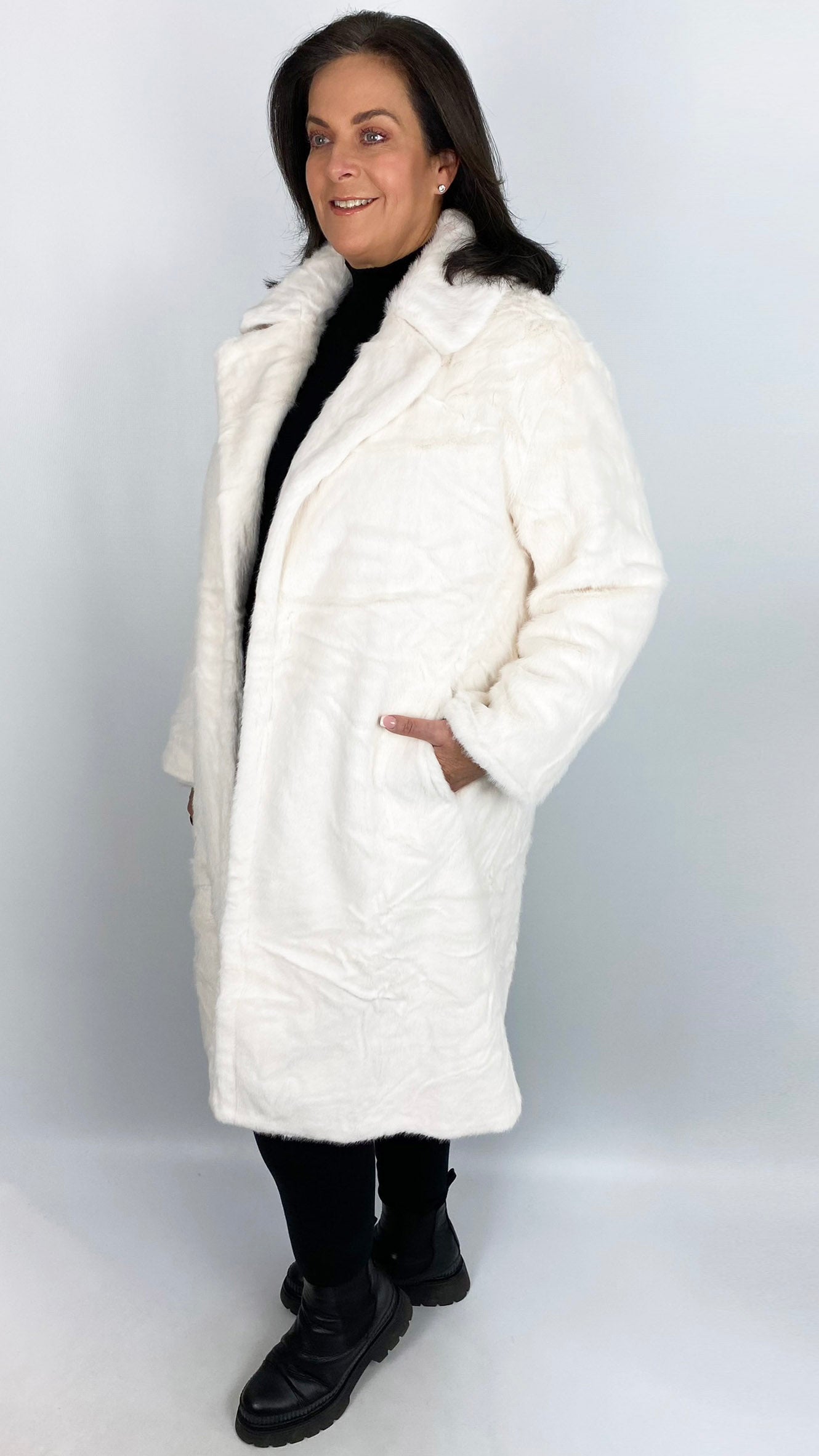 Faux Fur Midi Coat (2 Colours)