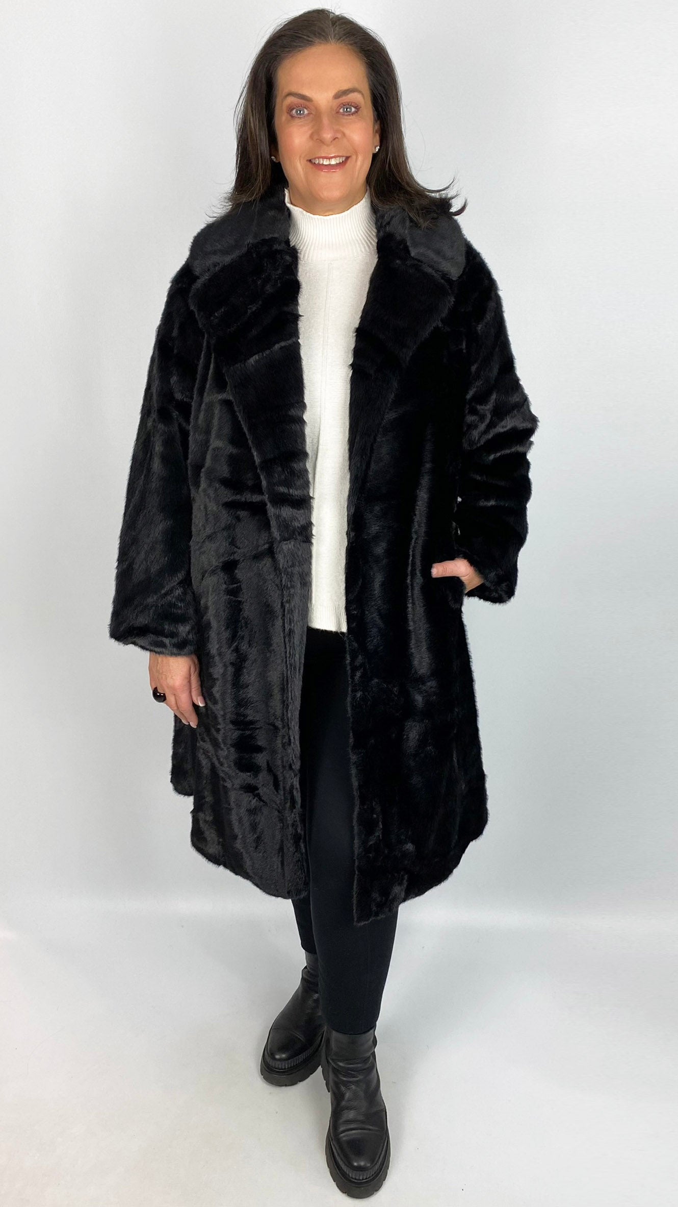 Faux Fur Midi Coat (2 Colours)