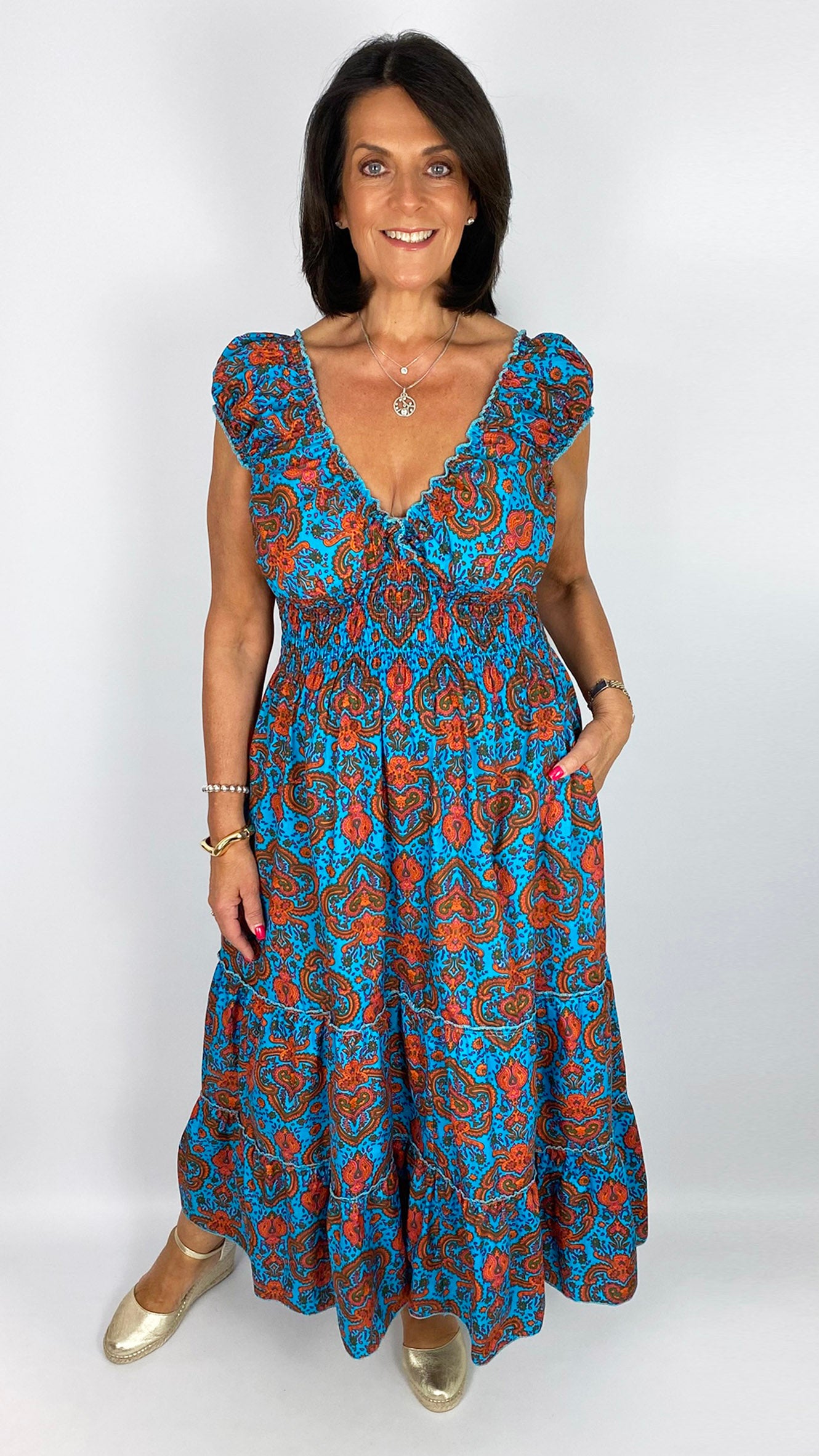 Shirred waist cotton print dress | 6 Colours