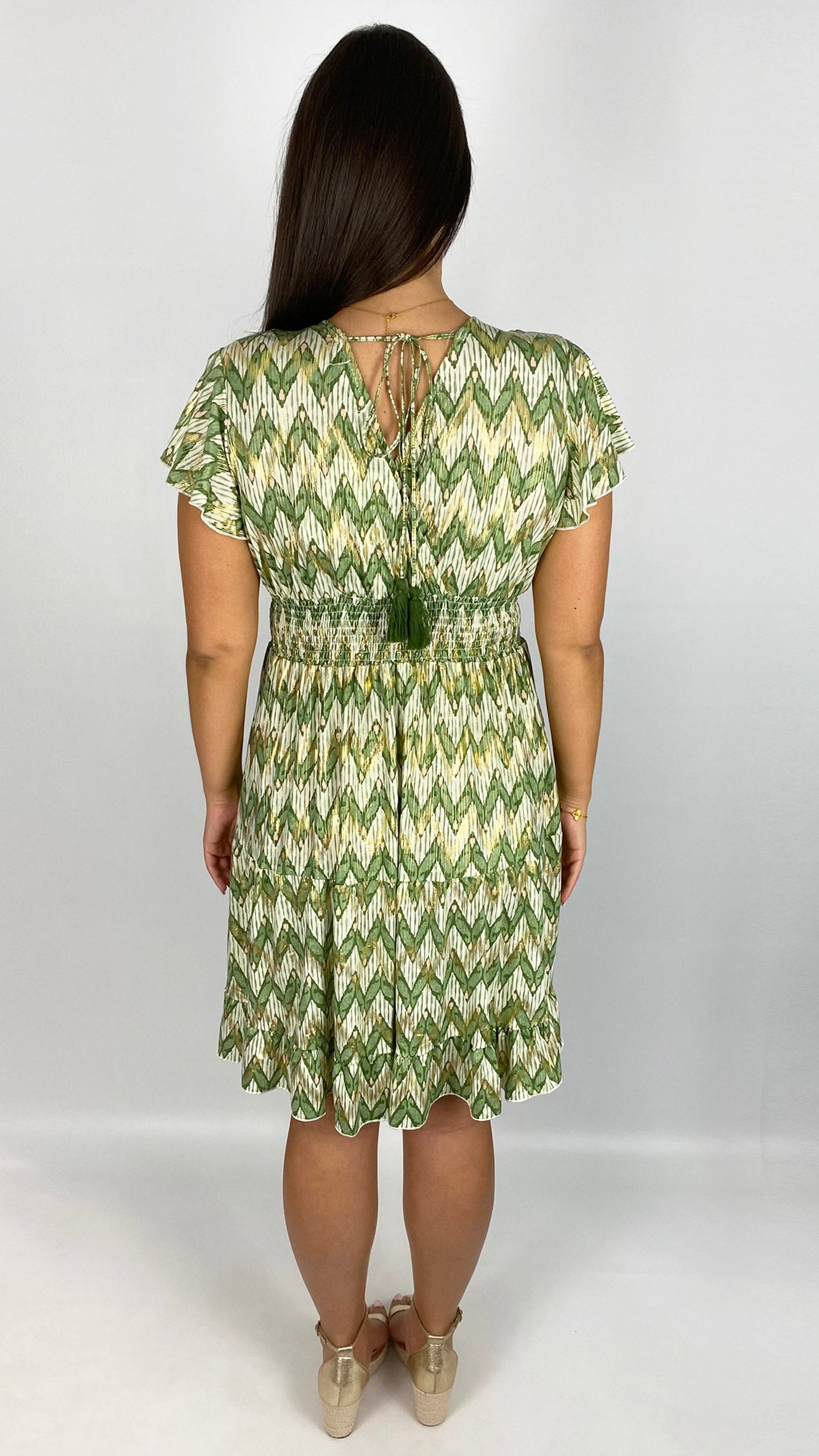 Contemporary print crossover v-neck crease-free midi dress | 4 Colours | last 1