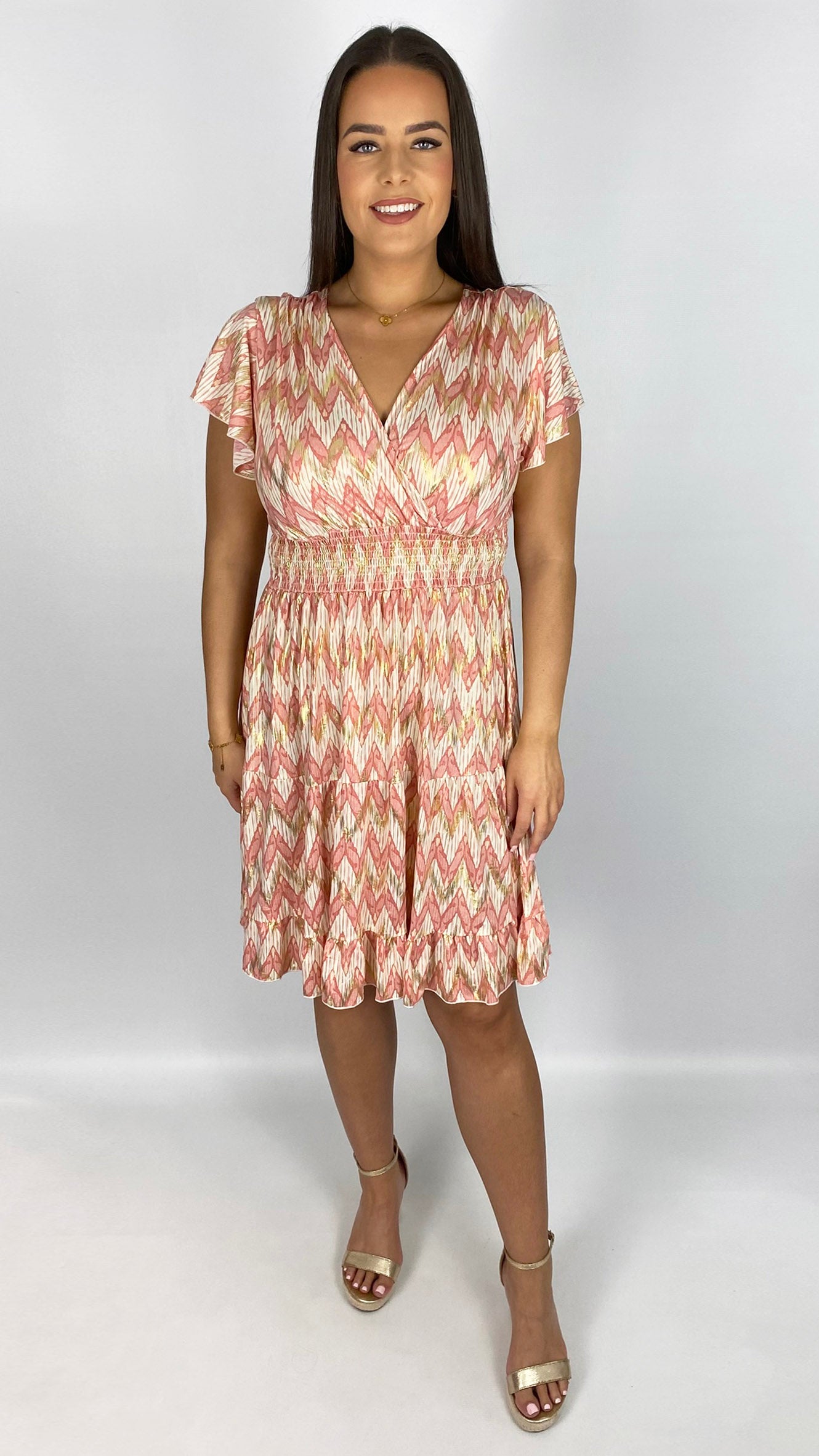 Contemporary print crossover v-neck crease-free midi dress | 4 Colours | last 1
