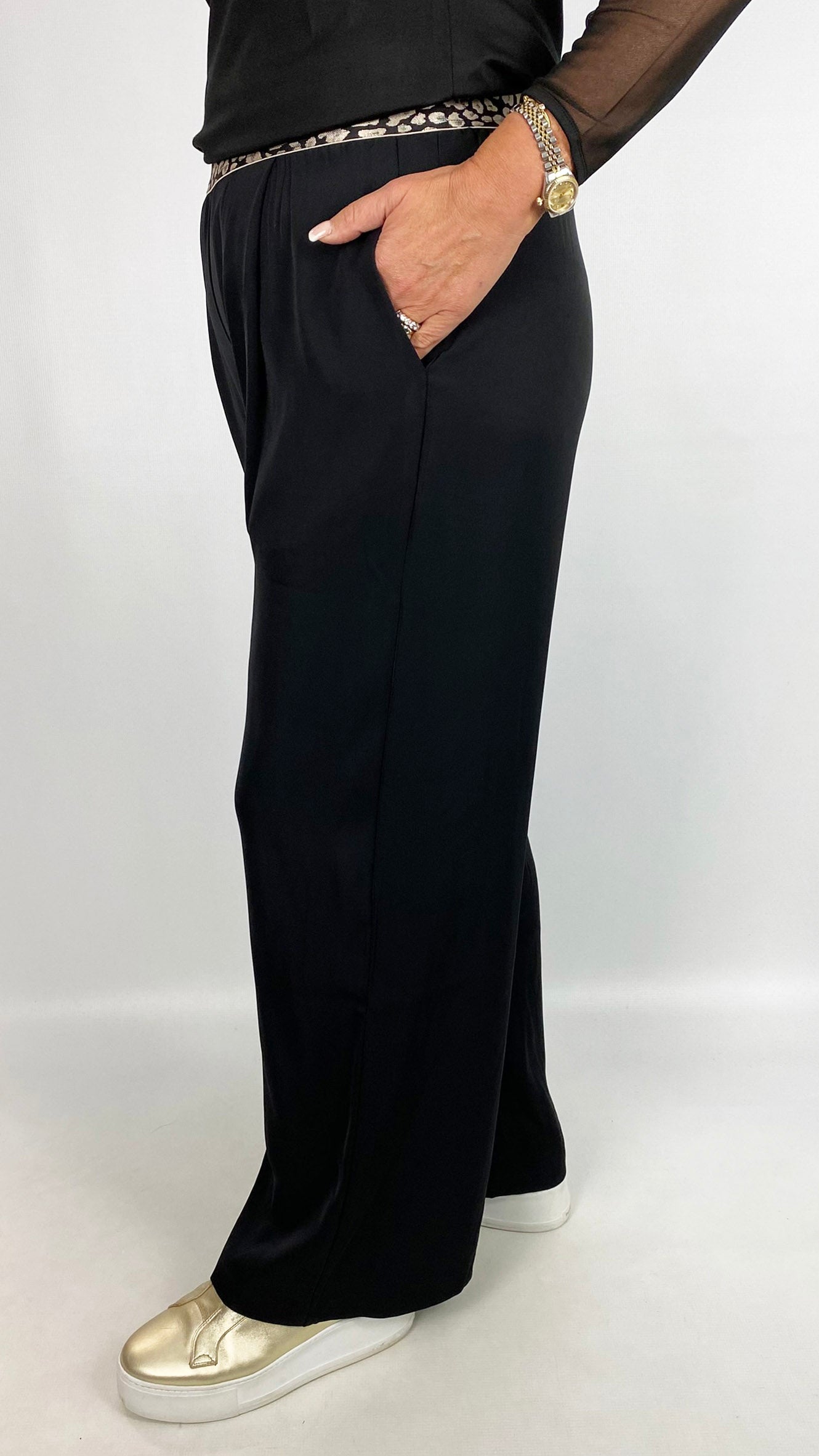 Pull-on wide-leg woven trouser | 2 Colours | by Malissa J