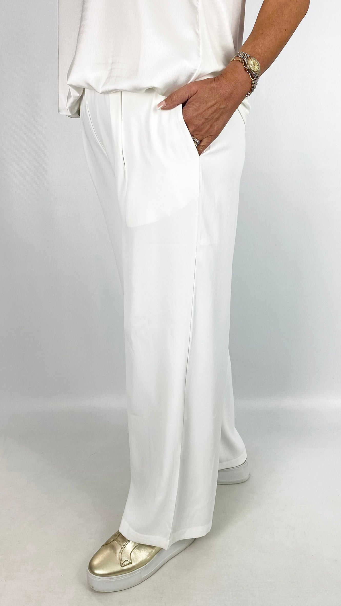 Pull-on wide-leg woven trouser | 2 Colours | by Malissa J