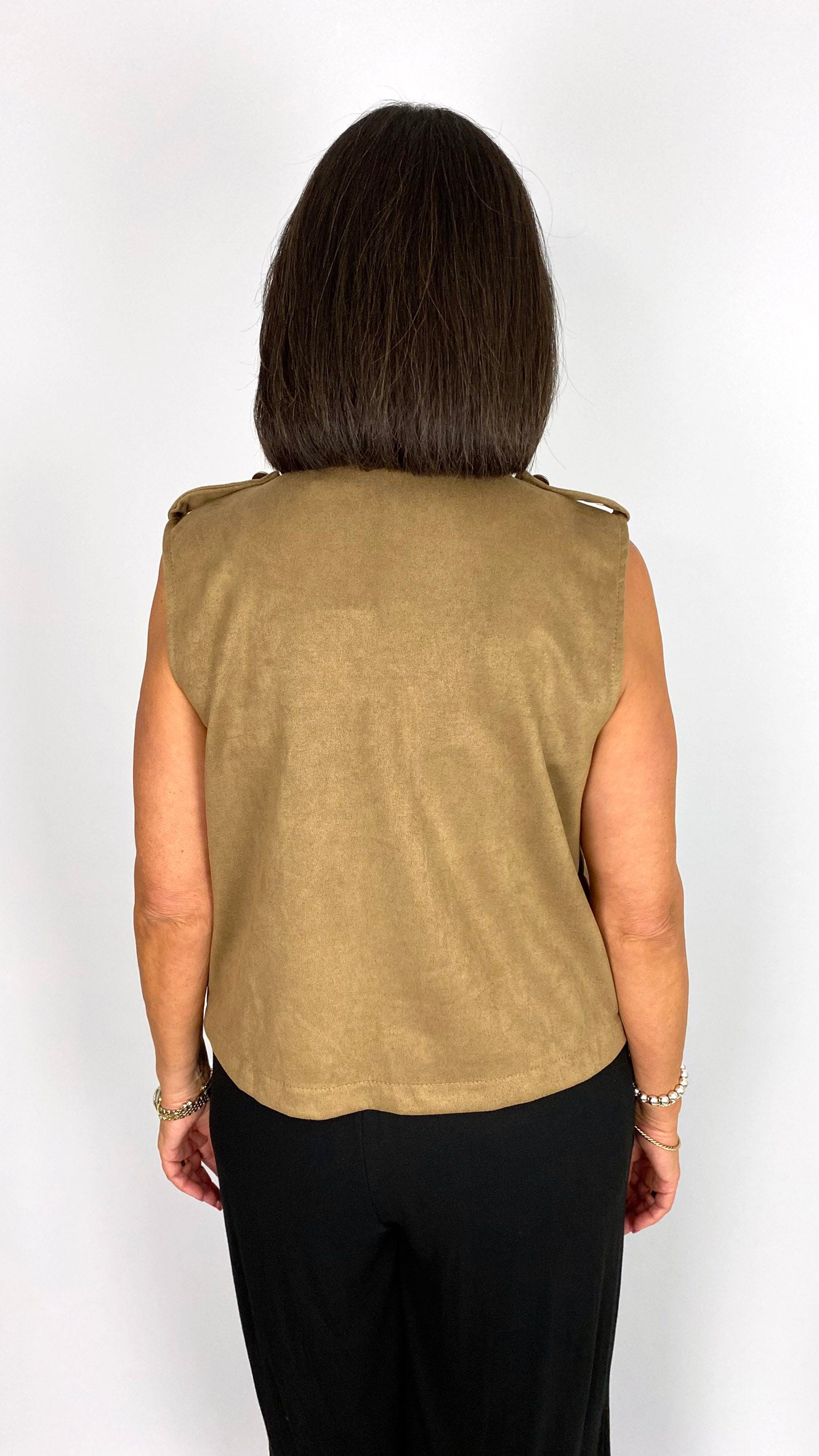Faux suede military style waistcoat | 3 Colours